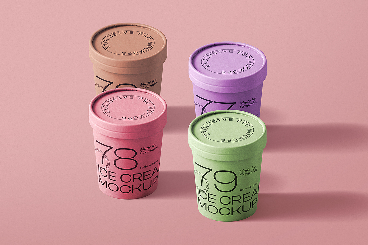 高质感冰淇淋杯包装样机mockup插图