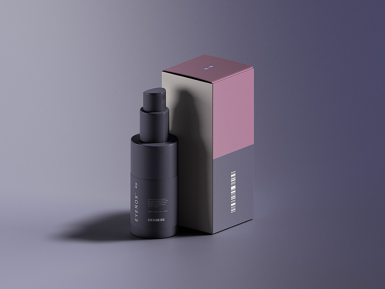 带包装盒的按压瓶乳液瓶护肤品样机mockup插图