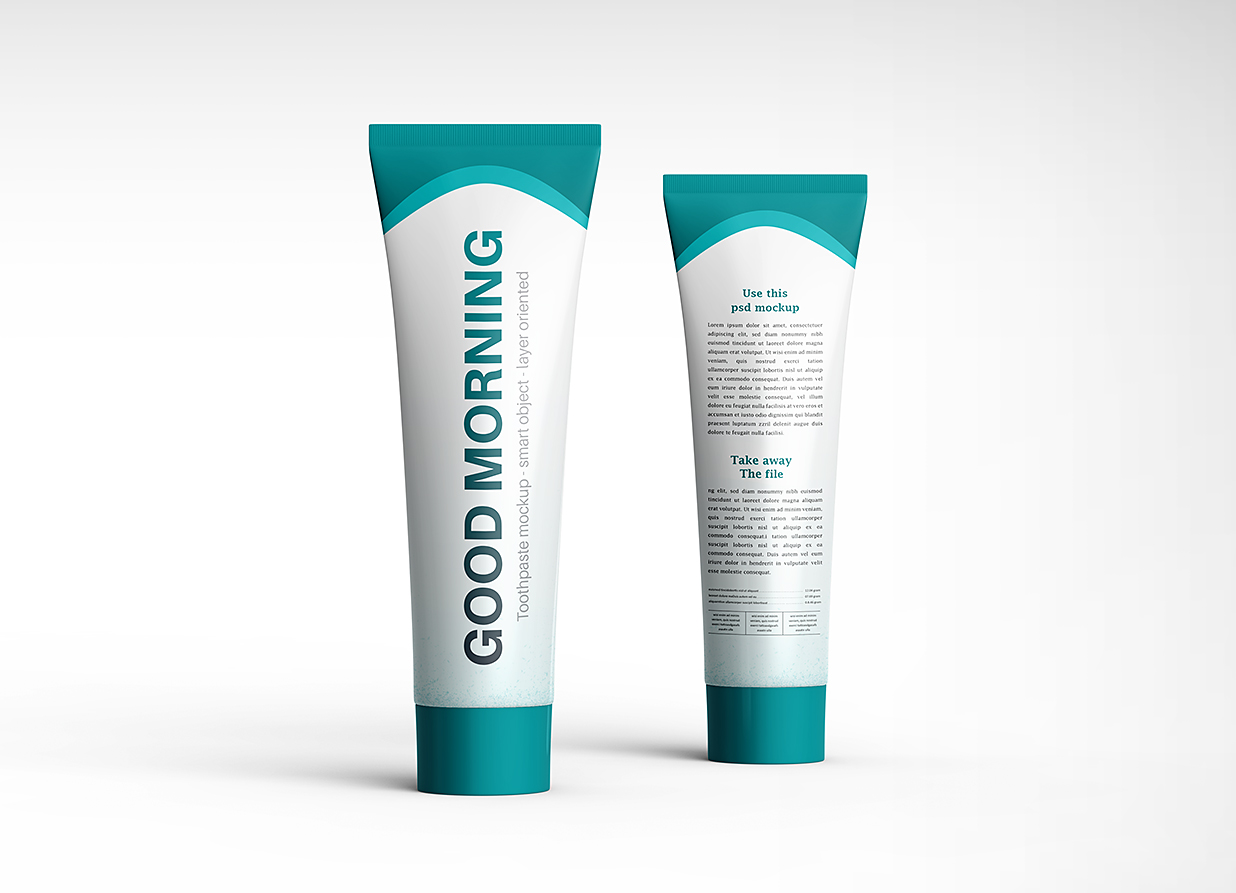 带包装盒的高质感牙膏软管样机mockup21组插图9