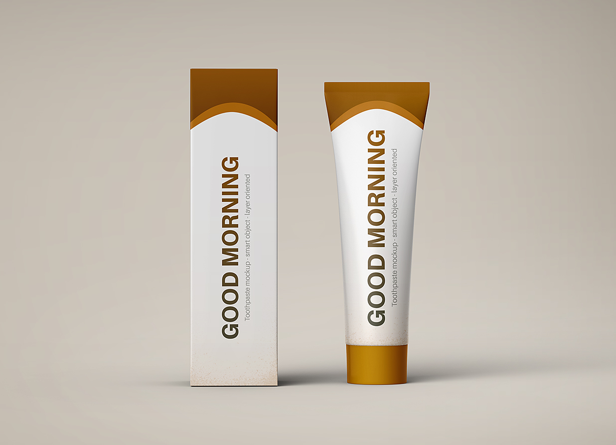 带包装盒的高质感牙膏软管样机mockup21组插图11