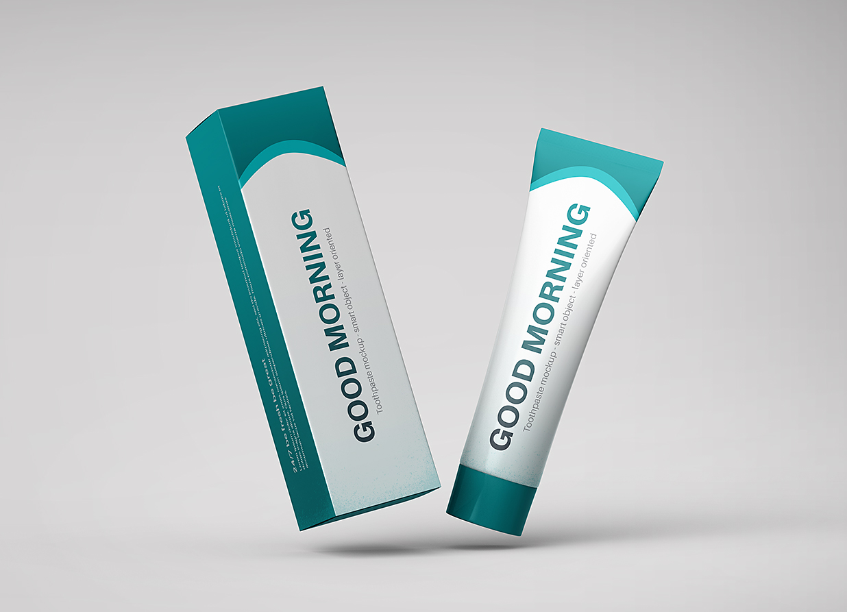 带包装盒的高质感牙膏软管样机mockup21组插图12