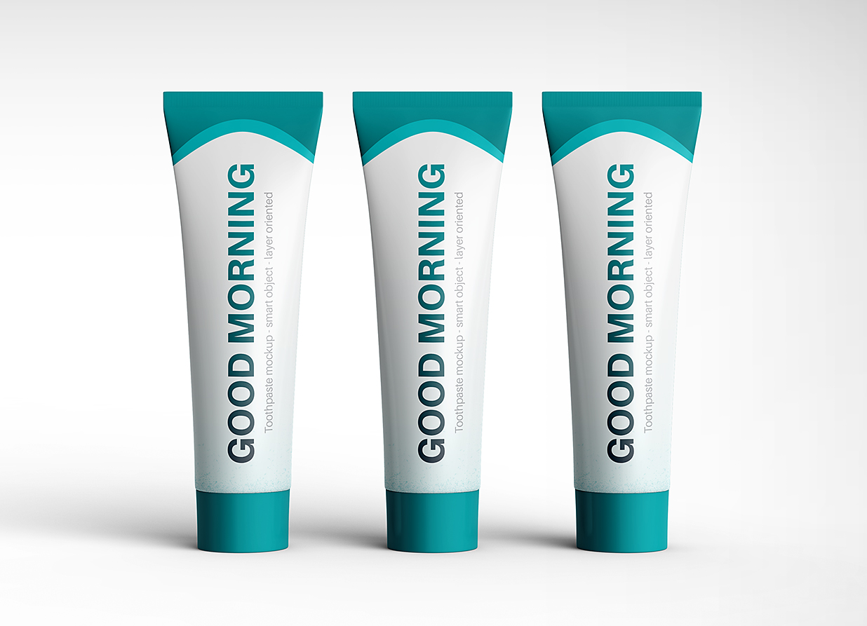 带包装盒的高质感牙膏软管样机mockup21组插图1