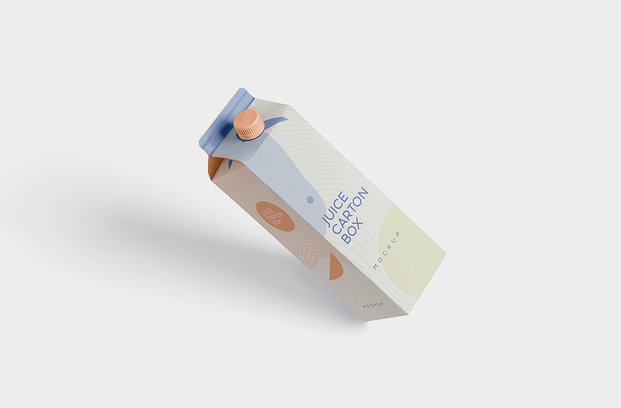 果汁盒牛奶盒包装样机mockup4组插图1