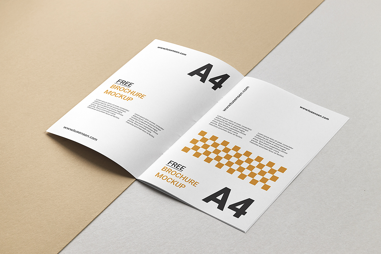 放在地上的折页双折页样机mockup2组插图1