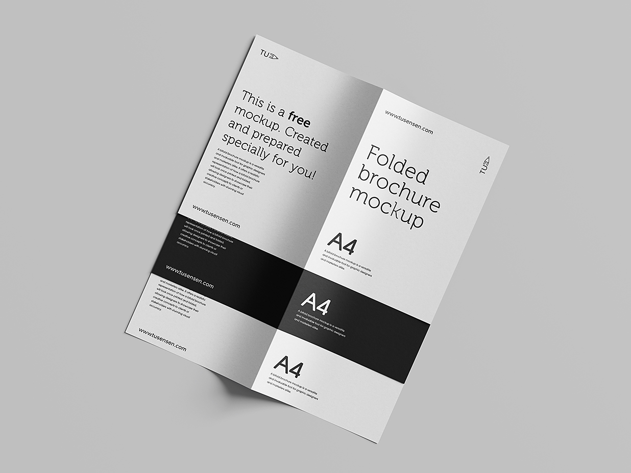 简约质感折页双折页样机mockup5组插图1