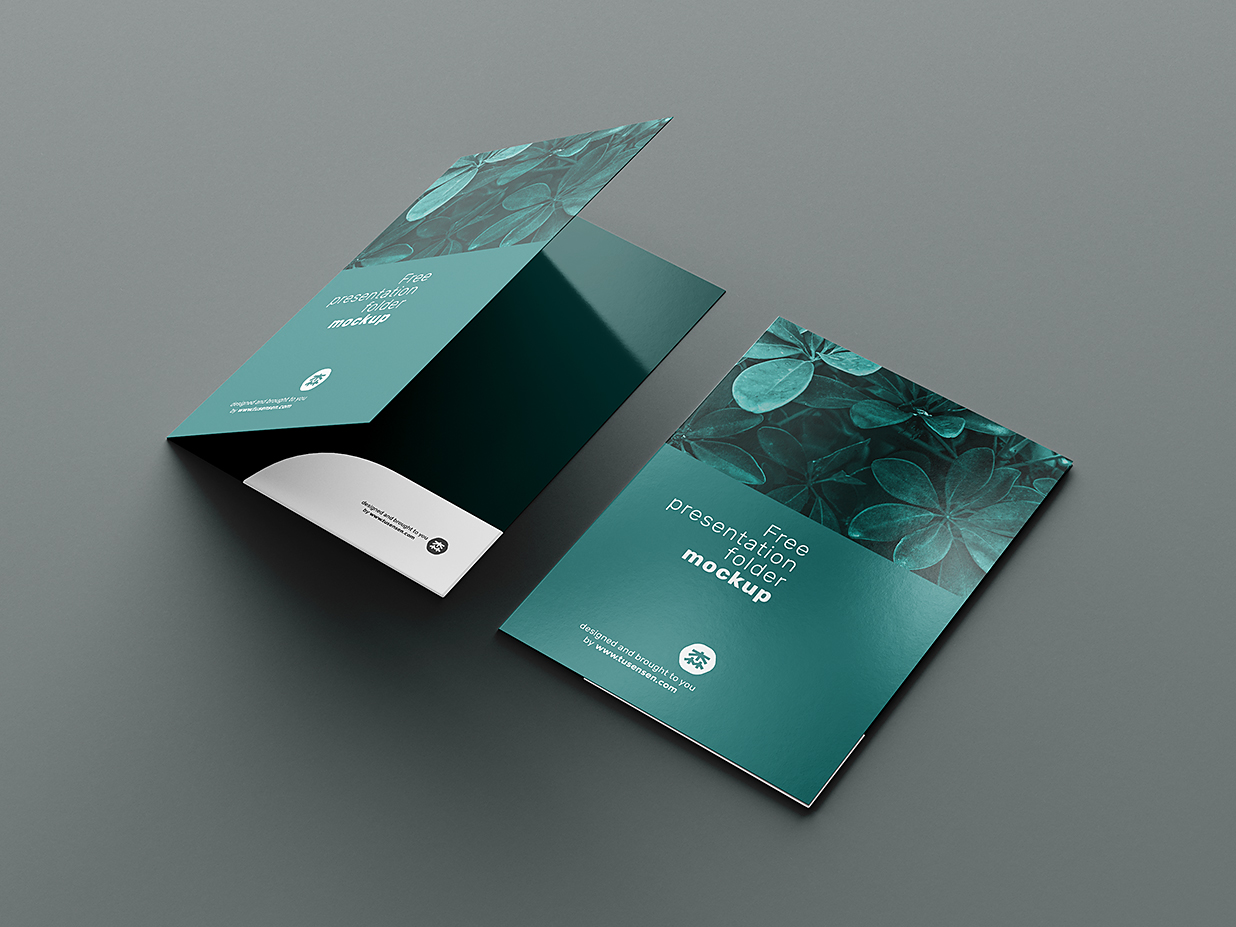 高质感折页双折页样机mockup4组插图1