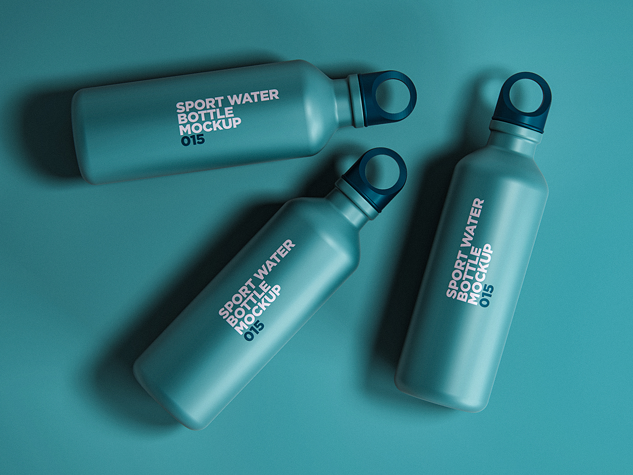健身房运动水瓶包装样机mockup3 组插图1