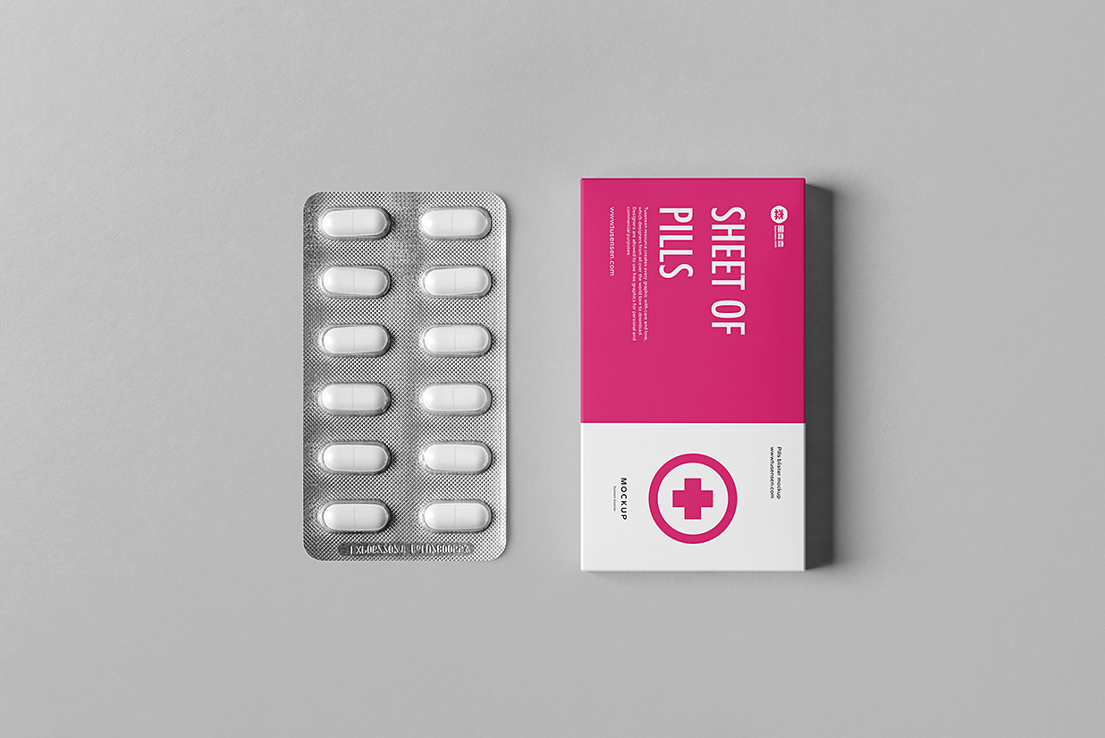 带包装盒的药片药丸样机mockup3组插图2