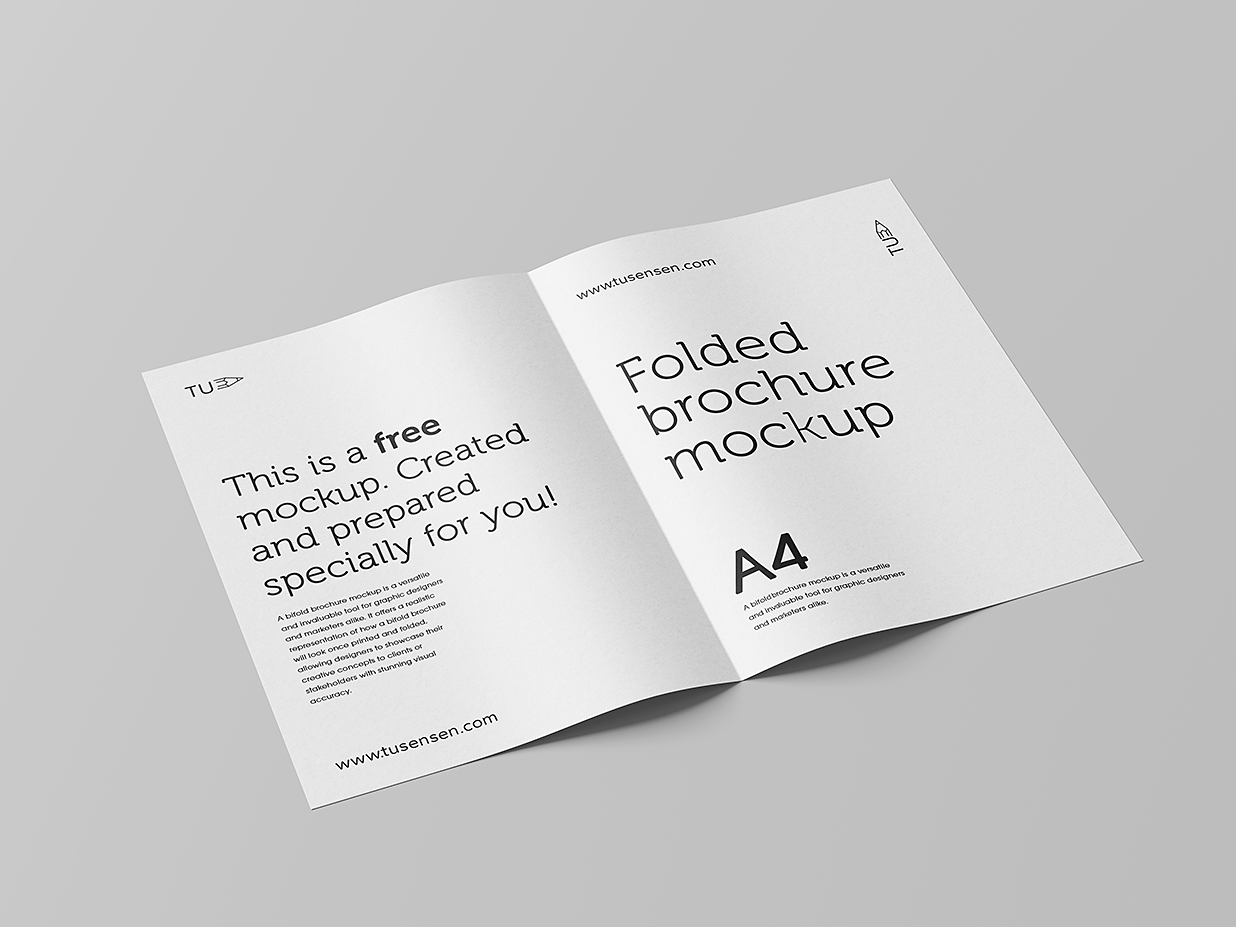 简约质感折页双折页样机mockup5组插图3