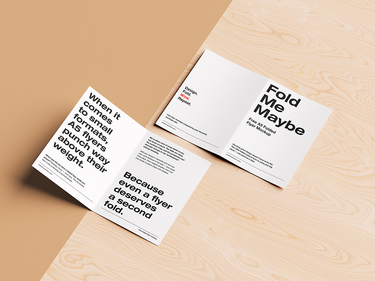 带底板背景的折页双折页样机mockup5组插图4