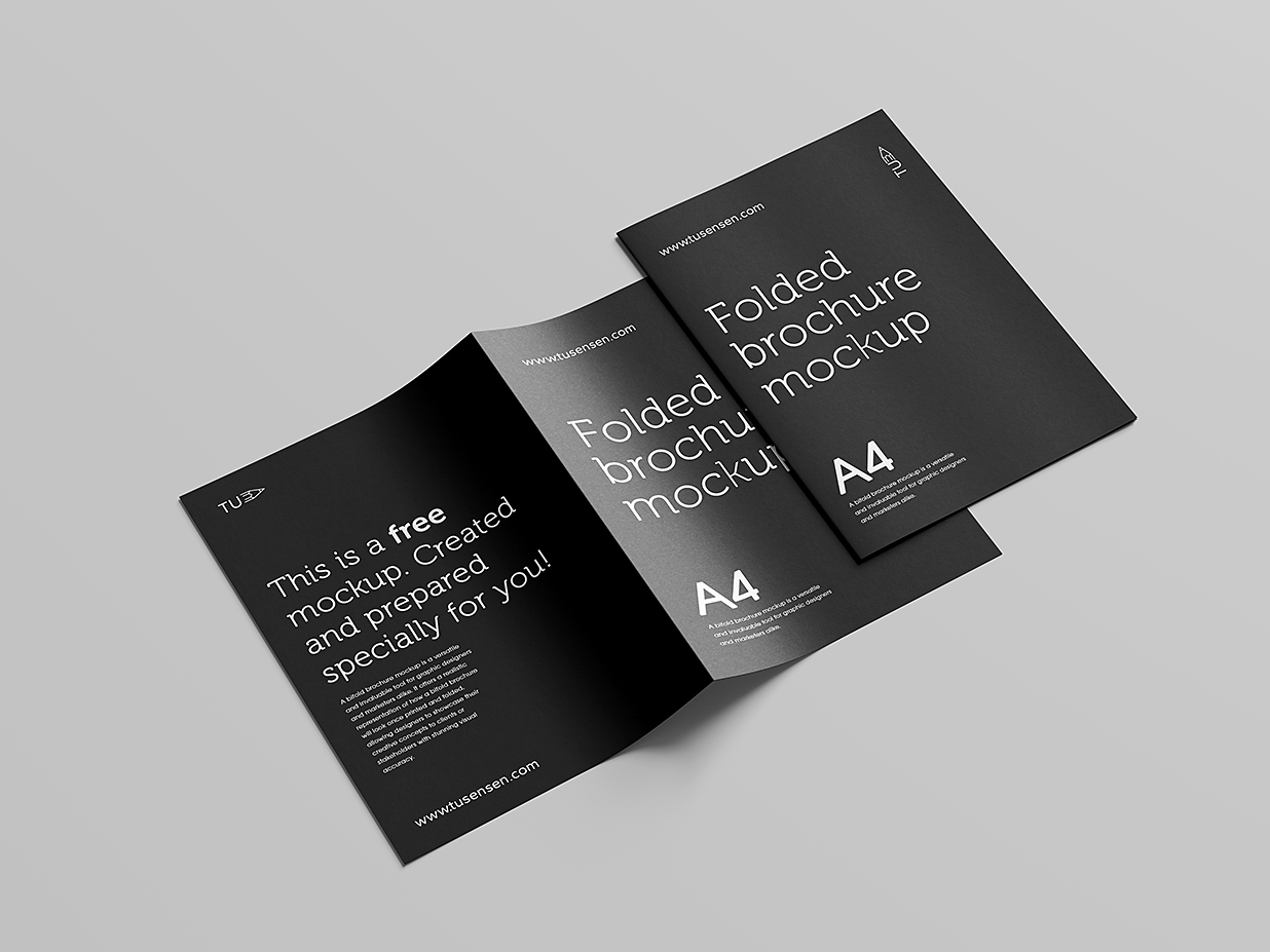 简约质感折页双折页样机mockup5组插图4