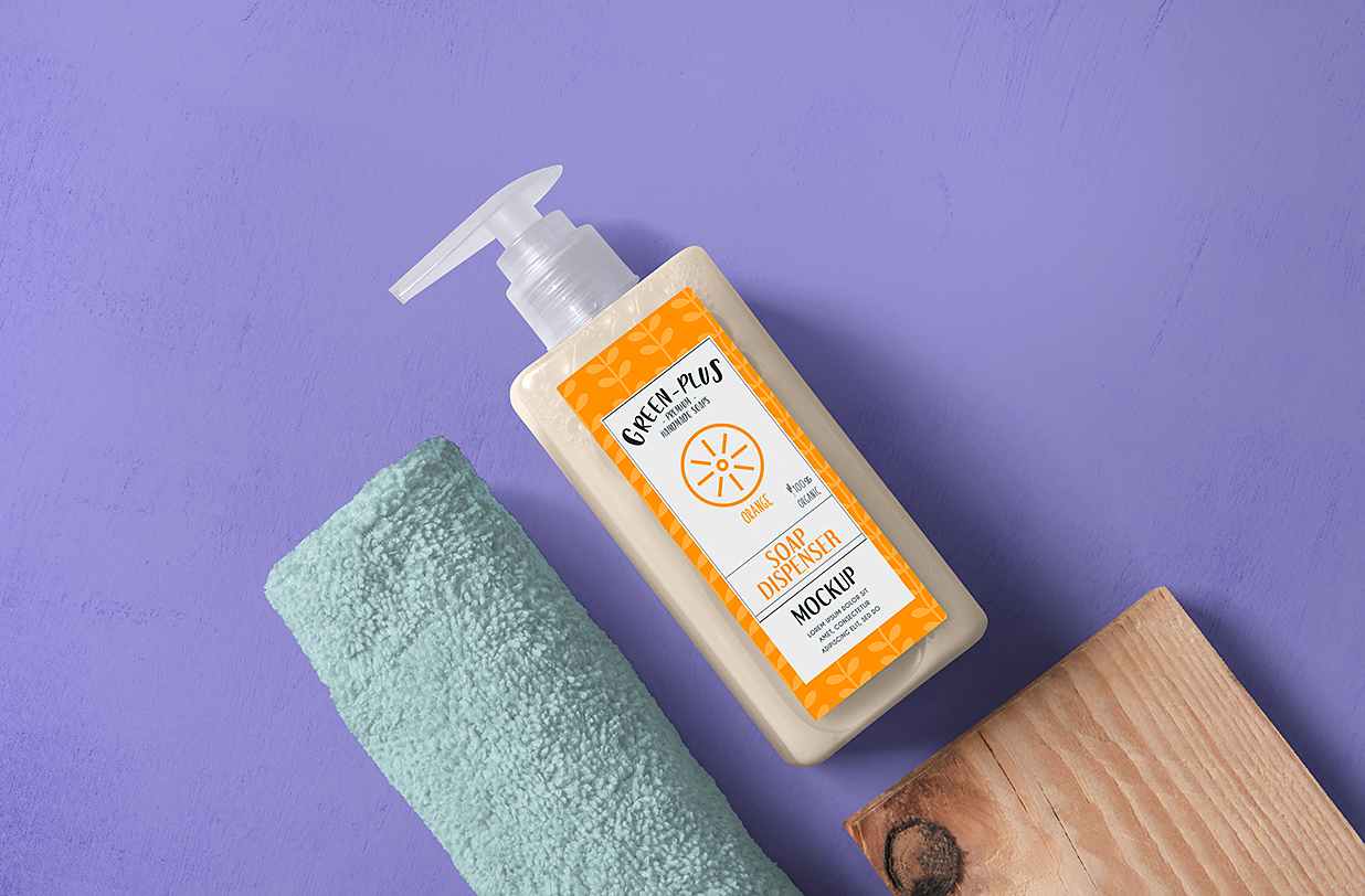 带场景的按压瓶泵瓶洗发水瓶沐浴露瓶样机mockup5组插图4