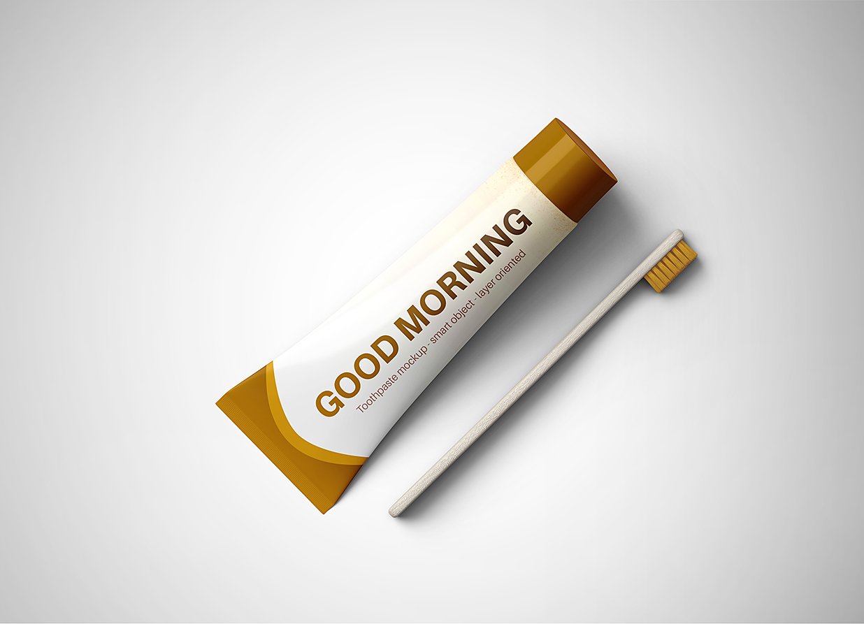 带包装盒的高质感牙膏软管样机mockup21组插图5