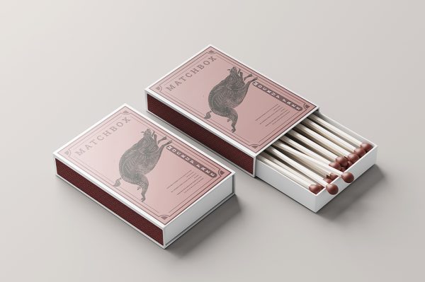 高质感火柴盒包装样机mockup5组