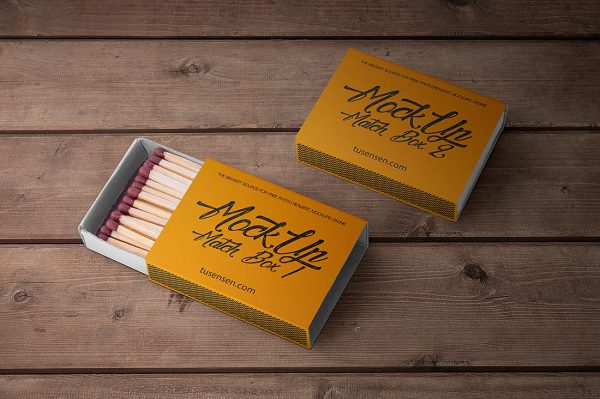 带场景的火柴盒包装样机mockup2组