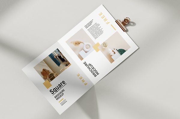 方形折页双折页样机mockup5组