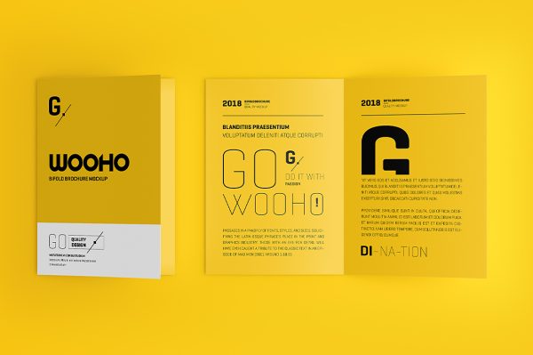 精致的折页双折页样机mockup4组