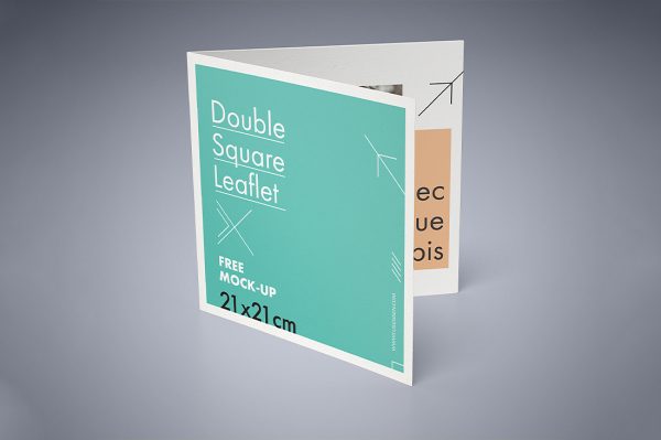正方形折页双折页样机mockup5组