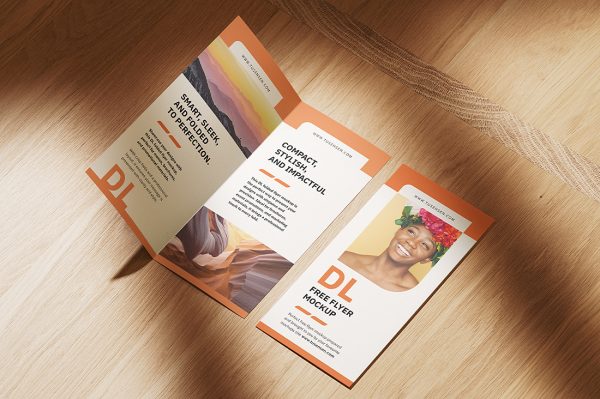 高质感竖版折页双折页样机mockup4组