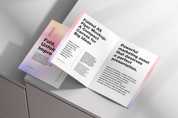 带抽屉场景的折页双折页样机mockup4组