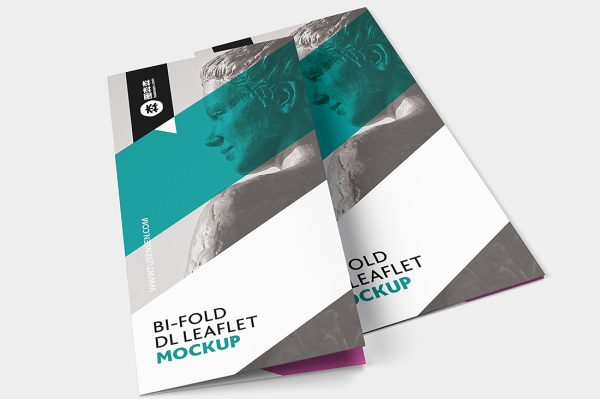 竖版折页双折页样机mockup4组