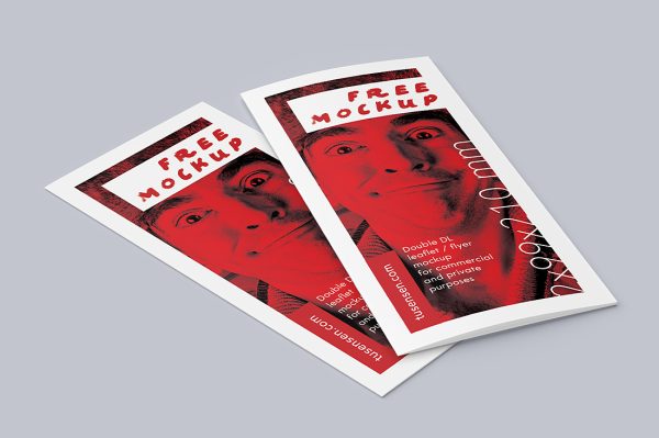 竖版折页双折页样机mockup4组