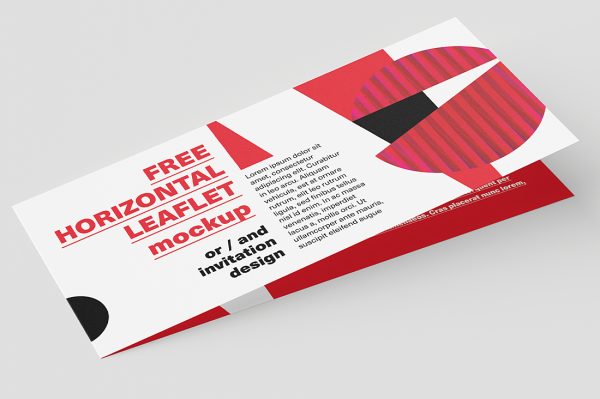 横版折页双折页样机mockup5组