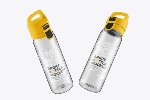透明塑料运动水瓶水杯样机 mockup