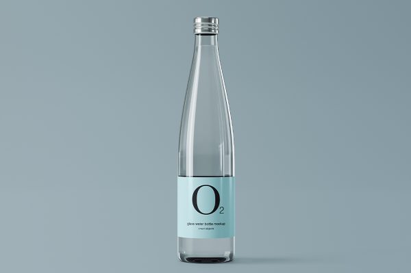 极简玻璃瓶纯净水矿泉水瓶样机 mockup