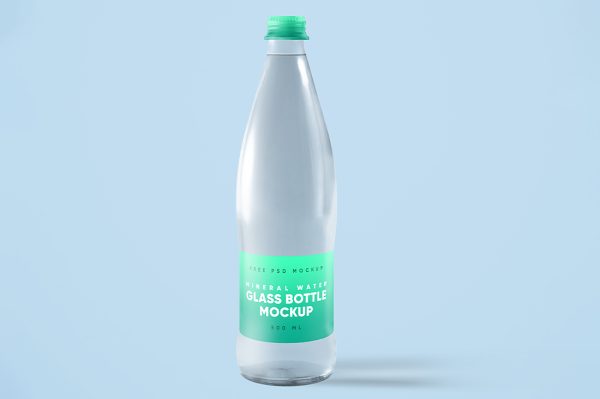 精致的玻璃瓶纯净水矿泉水瓶样机 mockup2 组