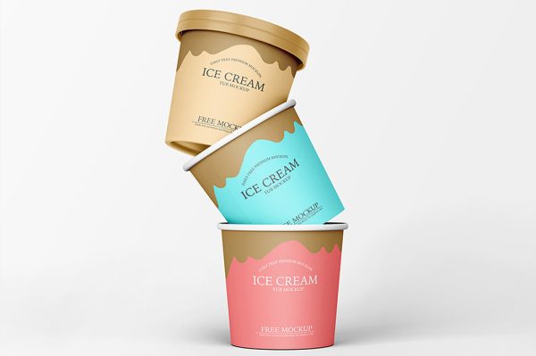 堆叠的冰淇淋杯包装样机mockup