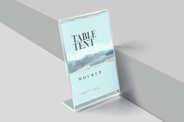 餐厅亚克力桌牌台卡样机mockup4组