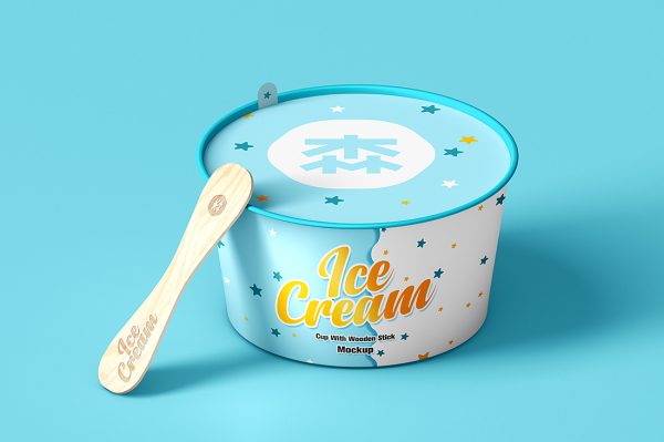 带木棒的冰淇淋杯包装样机mockup