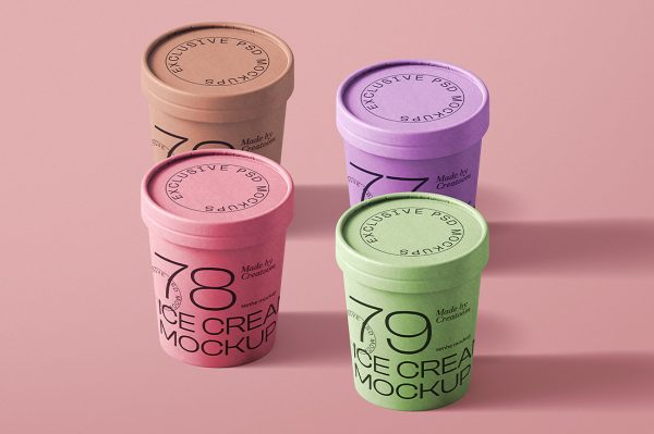 高质感冰淇淋杯包装样机mockup