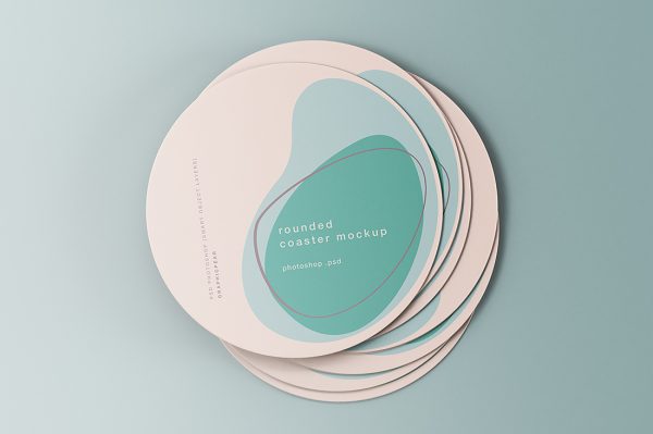 简约圆角杯垫样机mockup