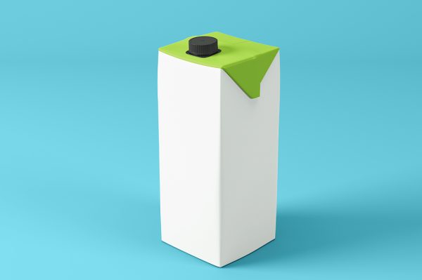 带盖子的果汁盒牛奶盒包装样机mockup