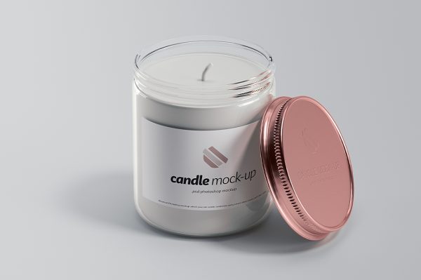 带盖子的香薰蜡烛包装样机mockup