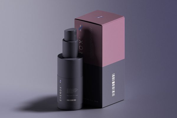 带包装盒的按压瓶乳液瓶护肤品样机mockup