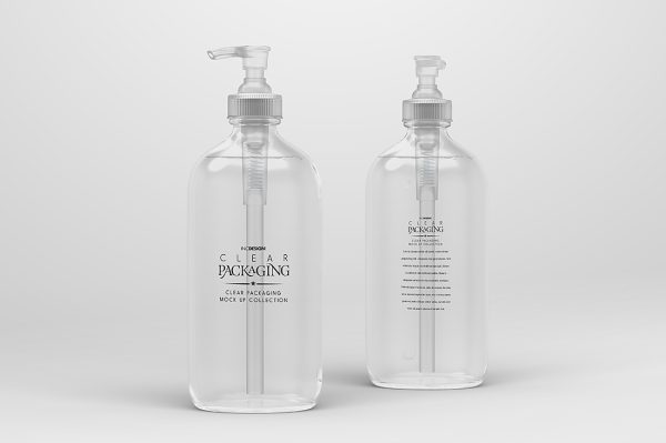 透明按压瓶泵瓶洗发水瓶沐浴露瓶样机mockup