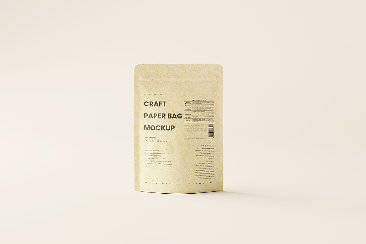 纸质自立袋自封袋食品包装袋样机mockup5组插图