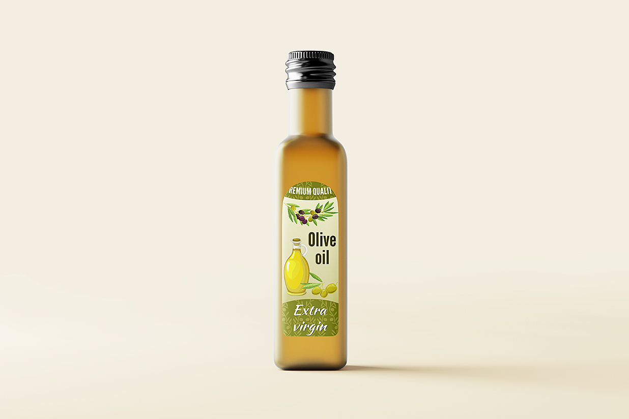 带标签的高质感橄榄油瓶玻璃瓶包装样机mockup5组插图