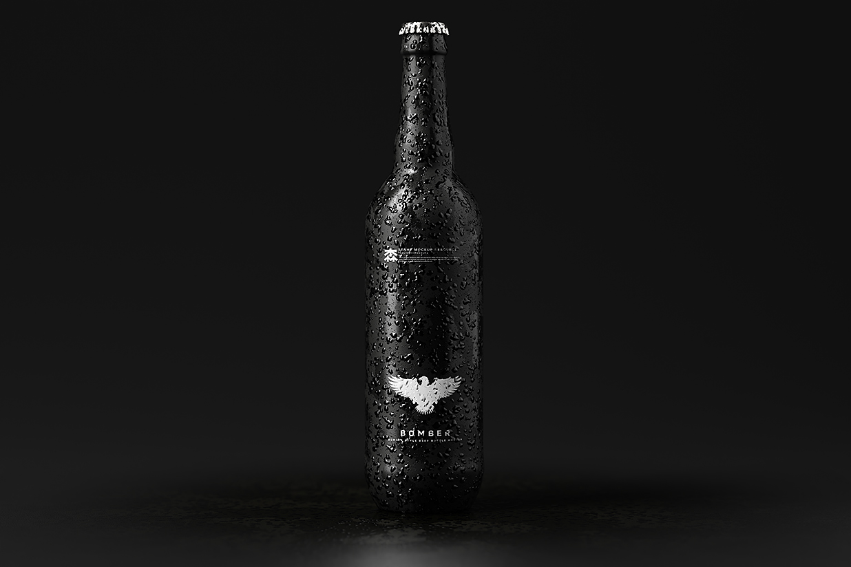 带水滴的高质感啤酒瓶包装样机mockup10组插图