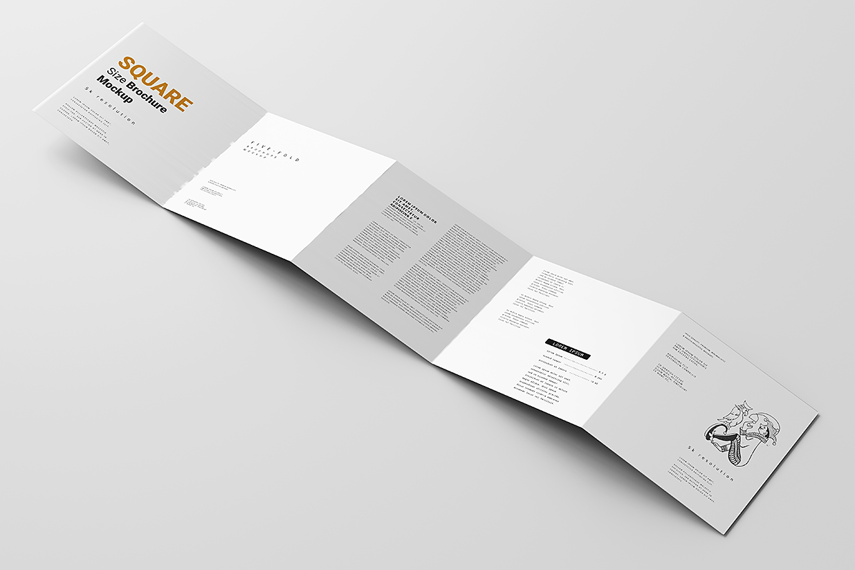 高质感方形折页五折页样机mockup5组插图
