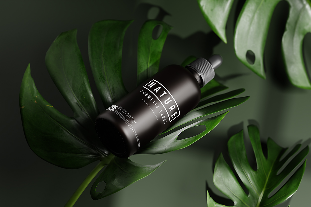 带绿植场景的滴管瓶精华精油瓶样机mockup8组插图1