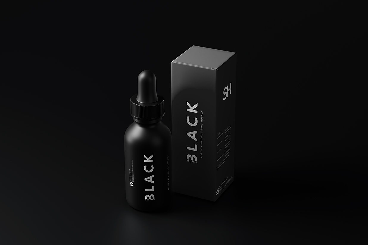 带包装盒的滴管瓶精华精油瓶样机mockup10组插图1