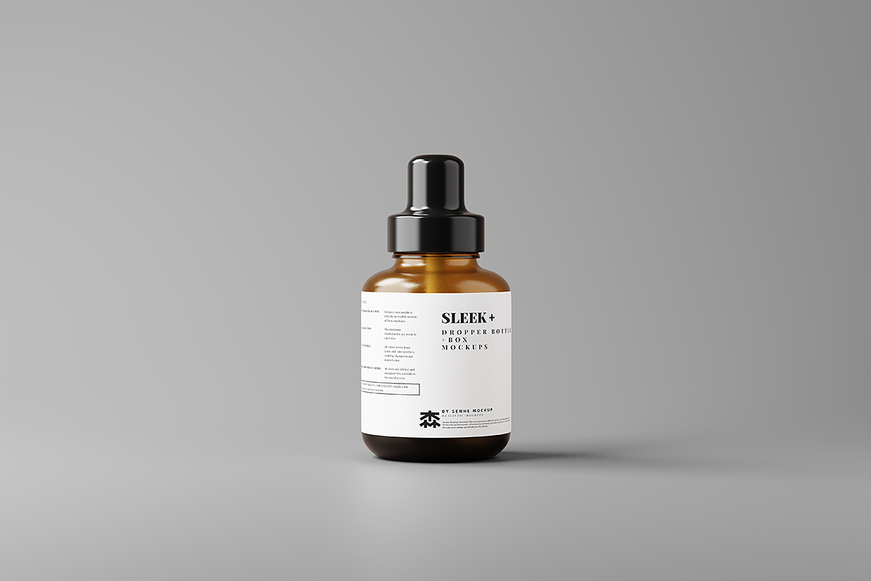 带包装盒的质感滴管瓶精华精油瓶样机mockup11组插图1