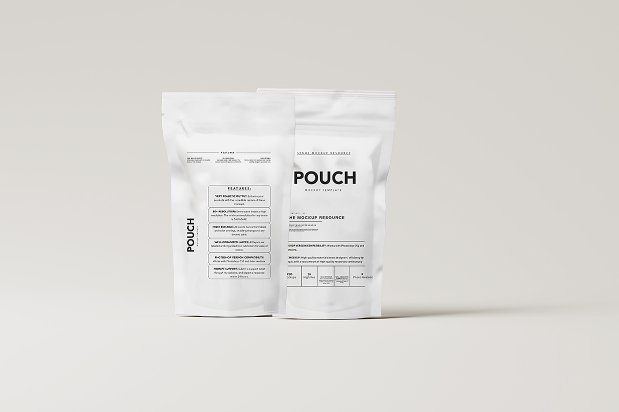 高质感自立袋自封袋食品包装袋样机mockup10组插图1