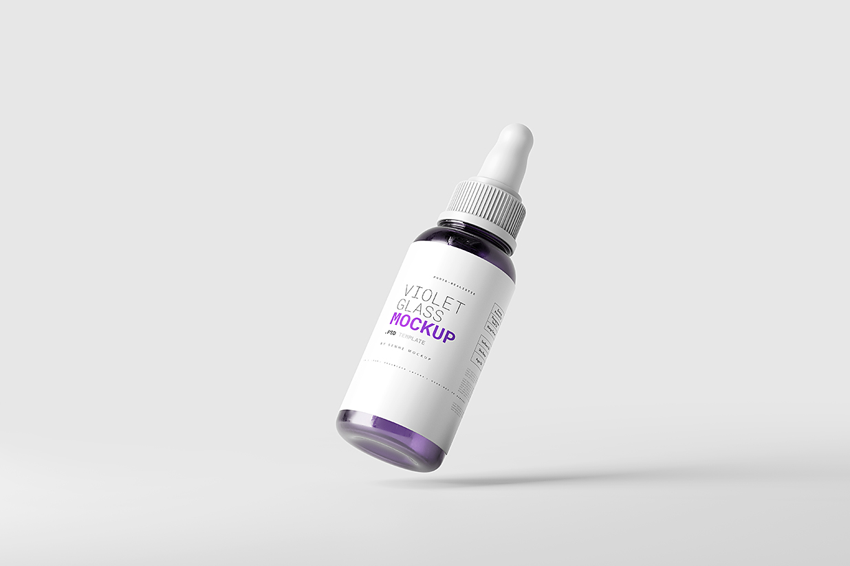 高质感滴管瓶精华精油瓶样机mockup5组插图1