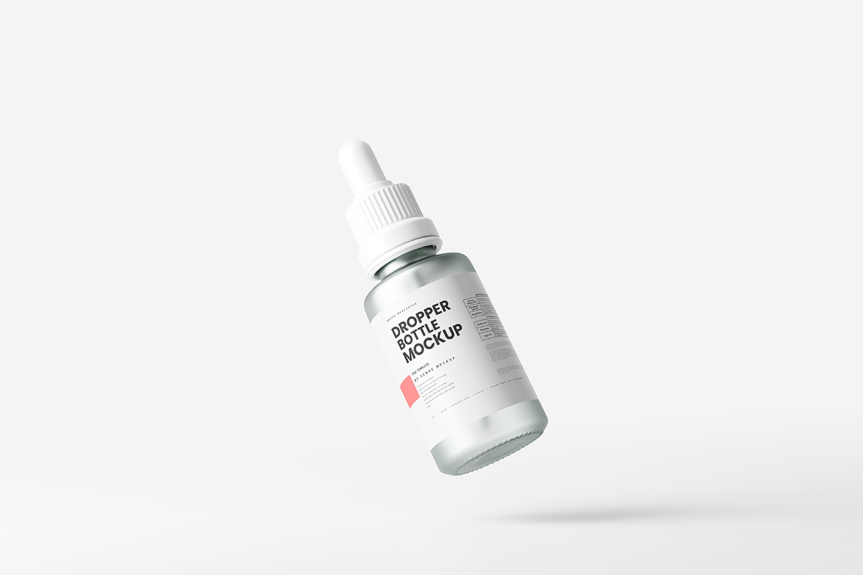 精致的滴管瓶精华精油瓶样机mockup5组插图1