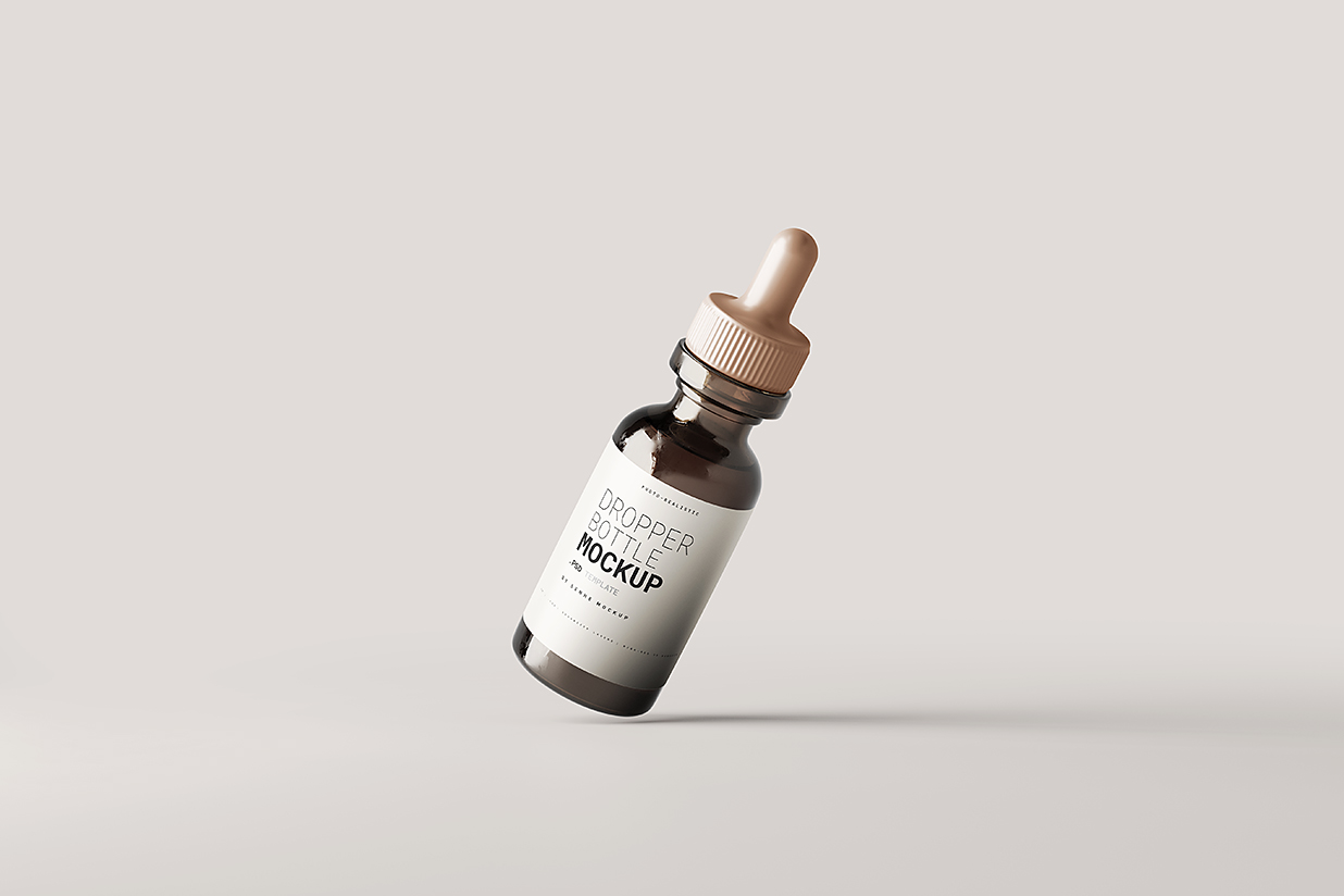 高质感滴管瓶精华精油瓶样机mockup5组插图1